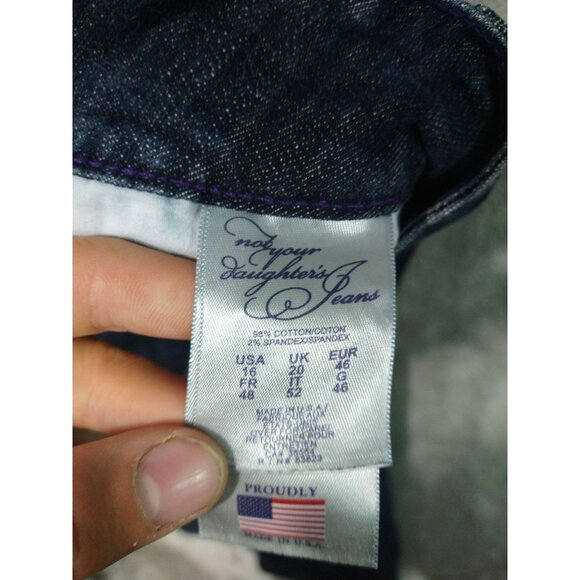 NYDJ Jeans Womens 16 Blue Denim Billie Mini Boot Cut Dark Wash Flap Pockets - Picture 7 of 8